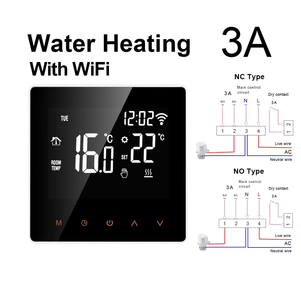 AVATTO Thermostat intelligent WiFi pour chauffage électrique, chaudière à eau et à gaz, contrôleur d