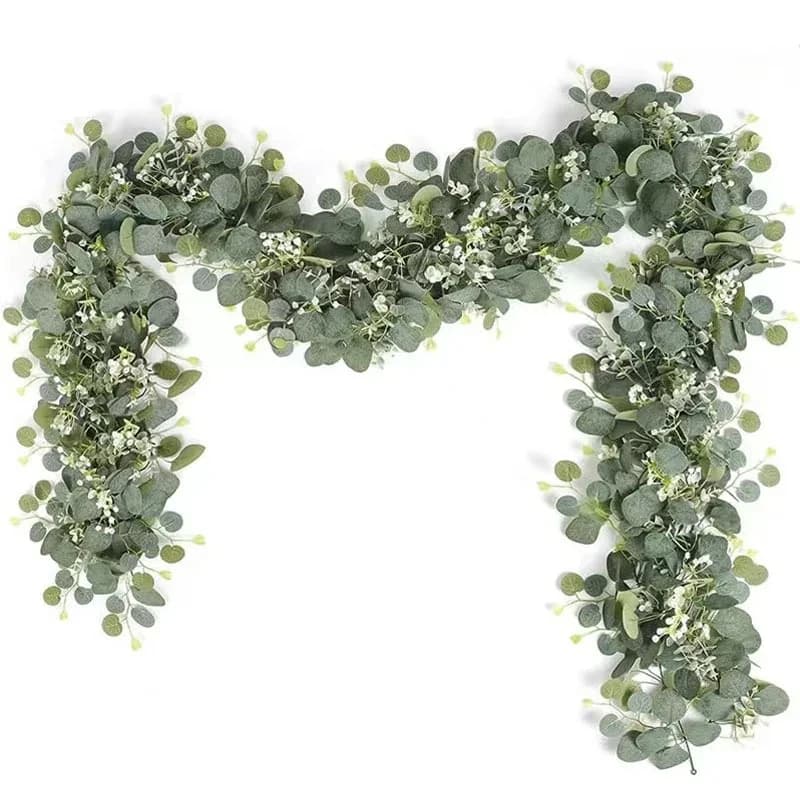 Guirlande de feuilles d'eucalyptus artificielles, 1 pièce, fausse plante verte, vignes de printemps 