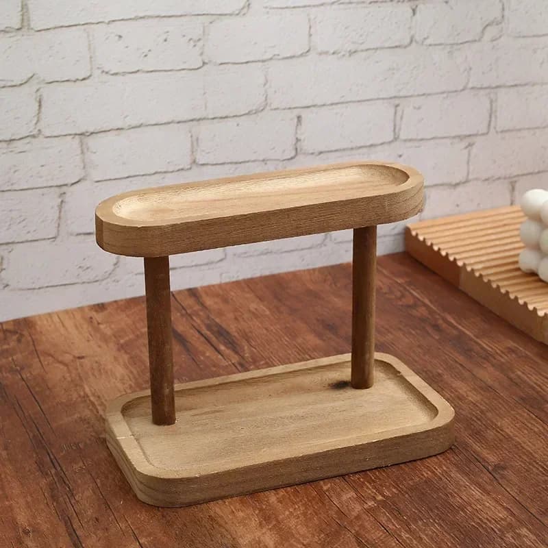 YUZI – étagère de rangement en bois à 2 niveaux, organisateur de bureau, présentoir de bureau, coiff