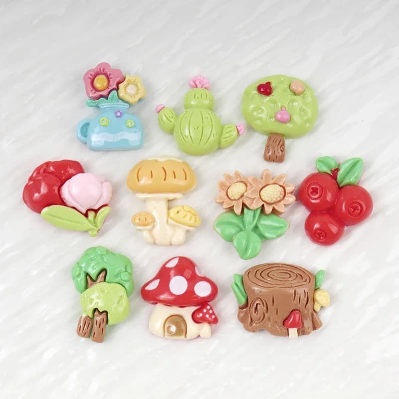 10/100 PIÈCES Série Champignons Ruraux Ornements Artisanaux en Résine pour Enfants Accessoires de Dé