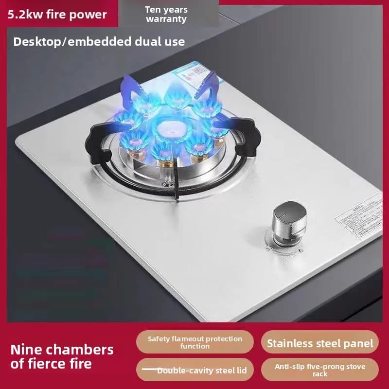 Cuisinière à gaz Haotaitai à brûleur unique, pour usage domestique, de type table, GPL/gaz naturel, 