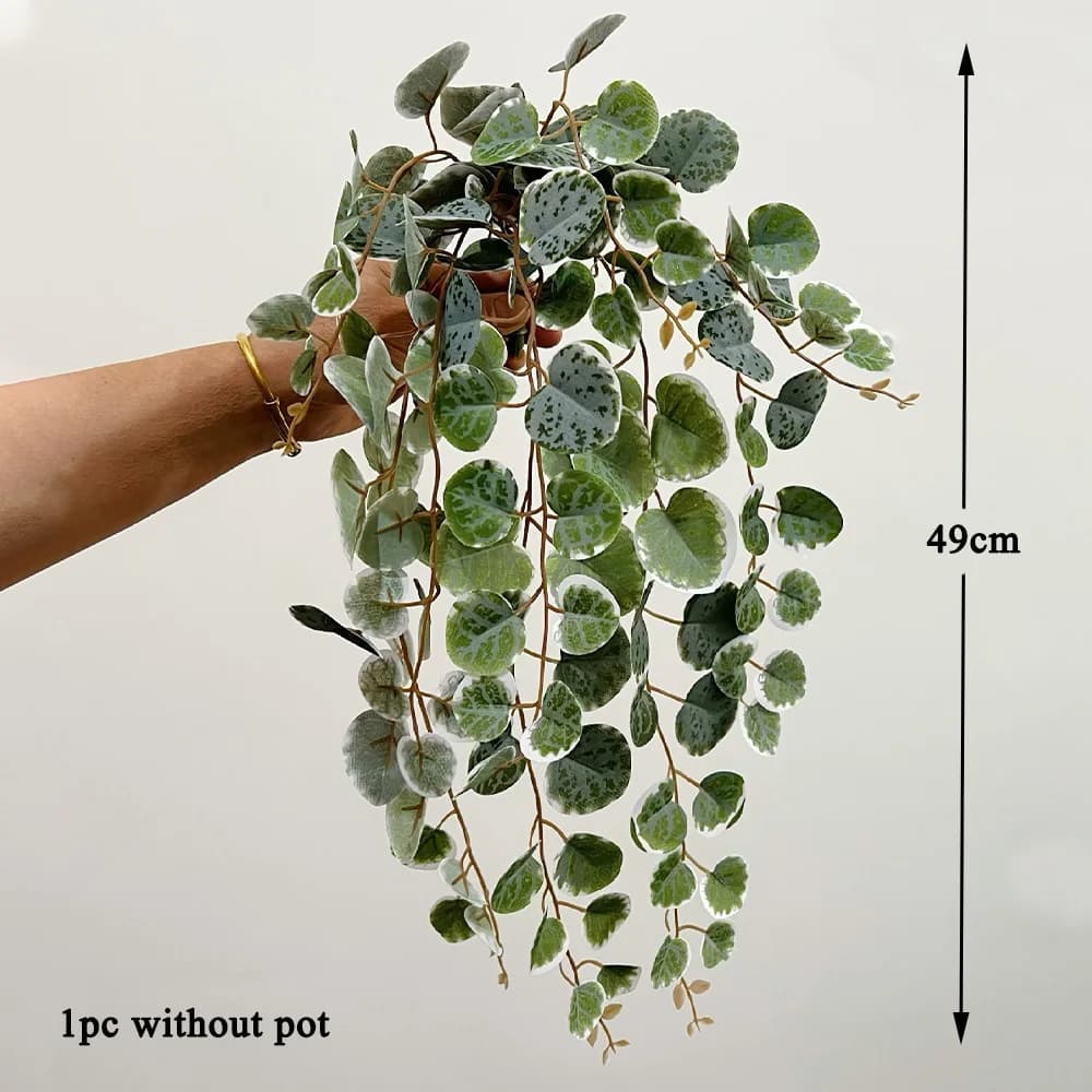 Plantes Artificielles de Vignes, Faux Feuilles d'Eucalyptus, Feuillage en Plastique, Mur en Rotin po