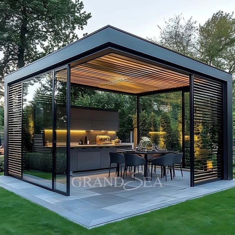 Système de toit à persiennes motorisé pour jardin extérieur Pergola bioclimatique Pergola extérieure