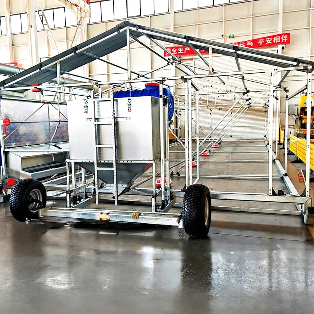 Poulailler mobile durable et convivial, équipement d'élevage pour poules pondeuses et poulets de cha
