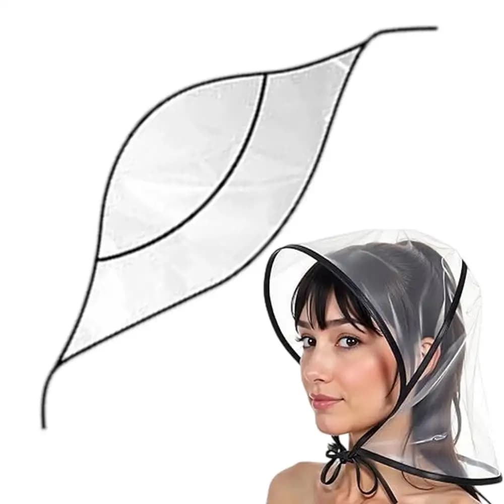 Chapeau de pluie transparent réutilisable imperméable à large bord pour femme, idéal pour les activi