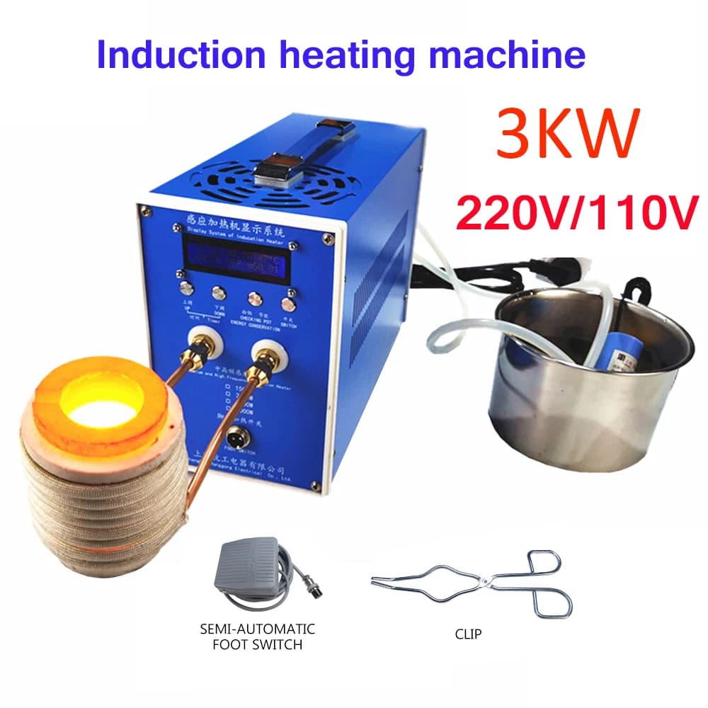 Machine de chauffage par induction haute fréquence, chauffage par induction ZVS, four de fusion argent et or, 3000W, 220V, 110V