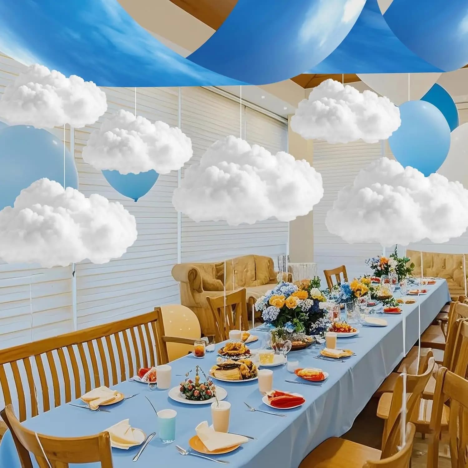 2-6 Ensembles de Décorations de Plafond Nuage Blanc Ciel, Couvre-lampes Fluorescents, Accessoires Nuage 3D, Ornements Suspendus pour Fête, Salle de Classe, Décoration DIY
