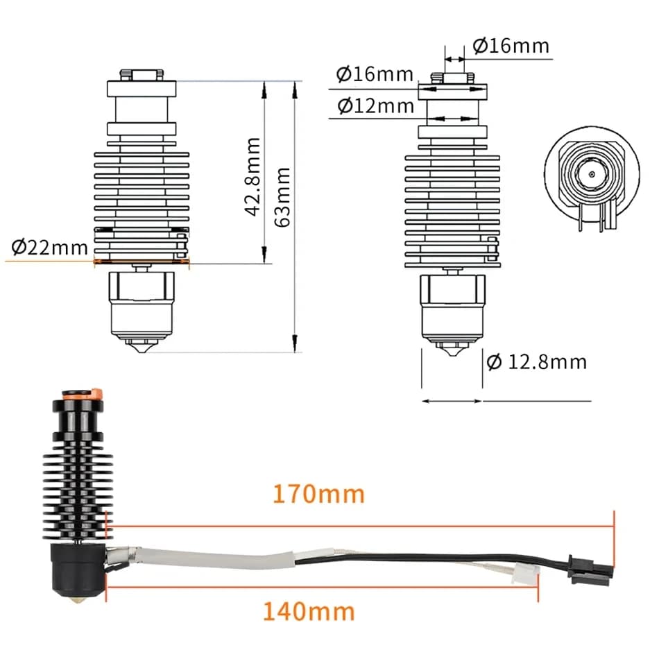 Kit Hotend volcan 24V 50W 60W E3D V6 pour imprimante 3D Voron 2.4, tête d'impression à noyau chauffant en céramique pour Voron Prusa MK3S Ender 3 CR10