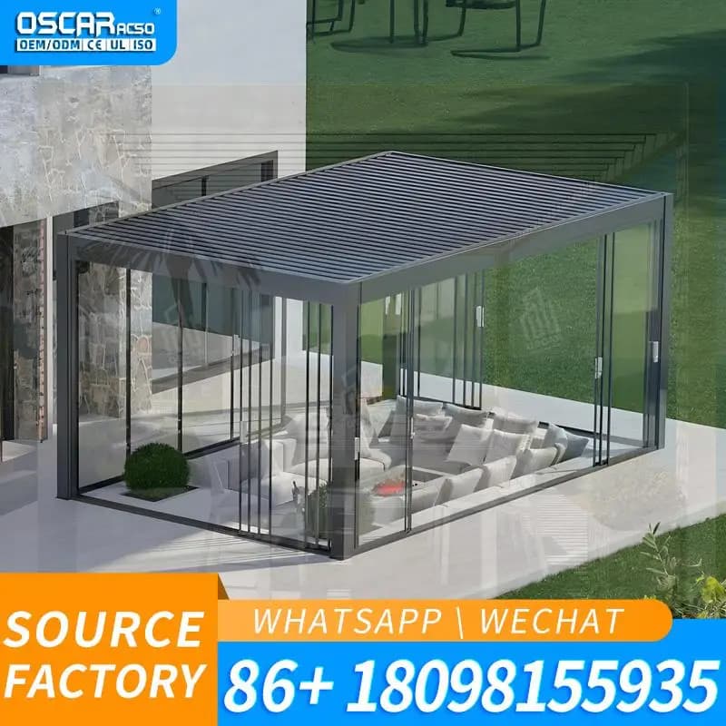 Pergola bioclimatique motorisée en aluminium imperméable pour jardin
