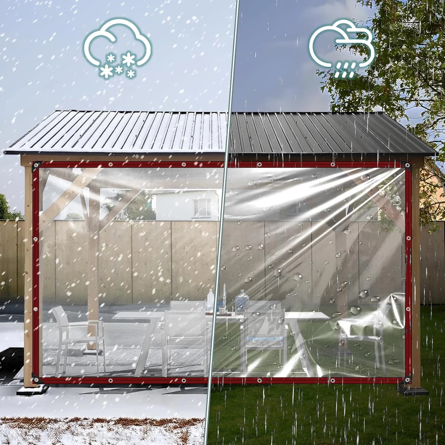 Bâche transparente épaisse et imperméable pour pergola et gazebo