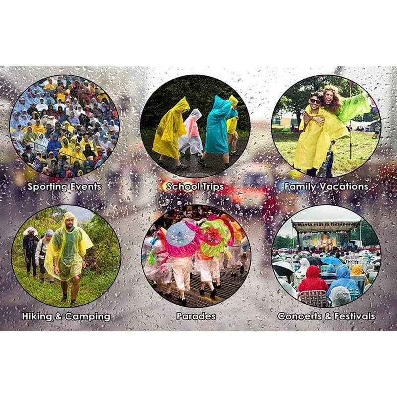 Poncho de pluie réutilisable pour adultes, 1 pièce, avec capuche et cordon de serrage, imperméable d'urgence pour femmes et hommes