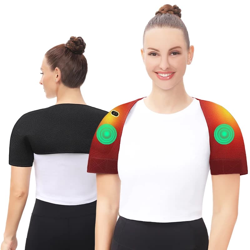 Support d'épaule chauffant massant à 3 vitesses avec chaleur et vibrations pour soulager les douleurs musculaires et l'arthrite, aide à la récupération sportive, idéal pour les amateurs de fitness et 