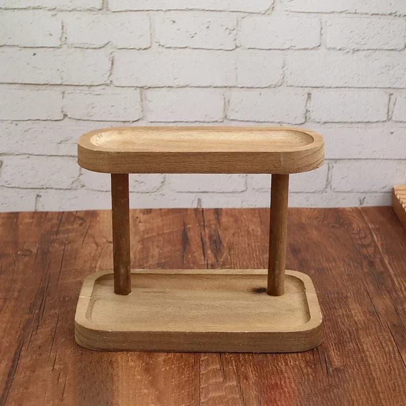 YUZI – étagère de rangement en bois à 2 niveaux, organisateur de bureau, présentoir de bureau, coiffeuse, support de rangement de cosmétiques