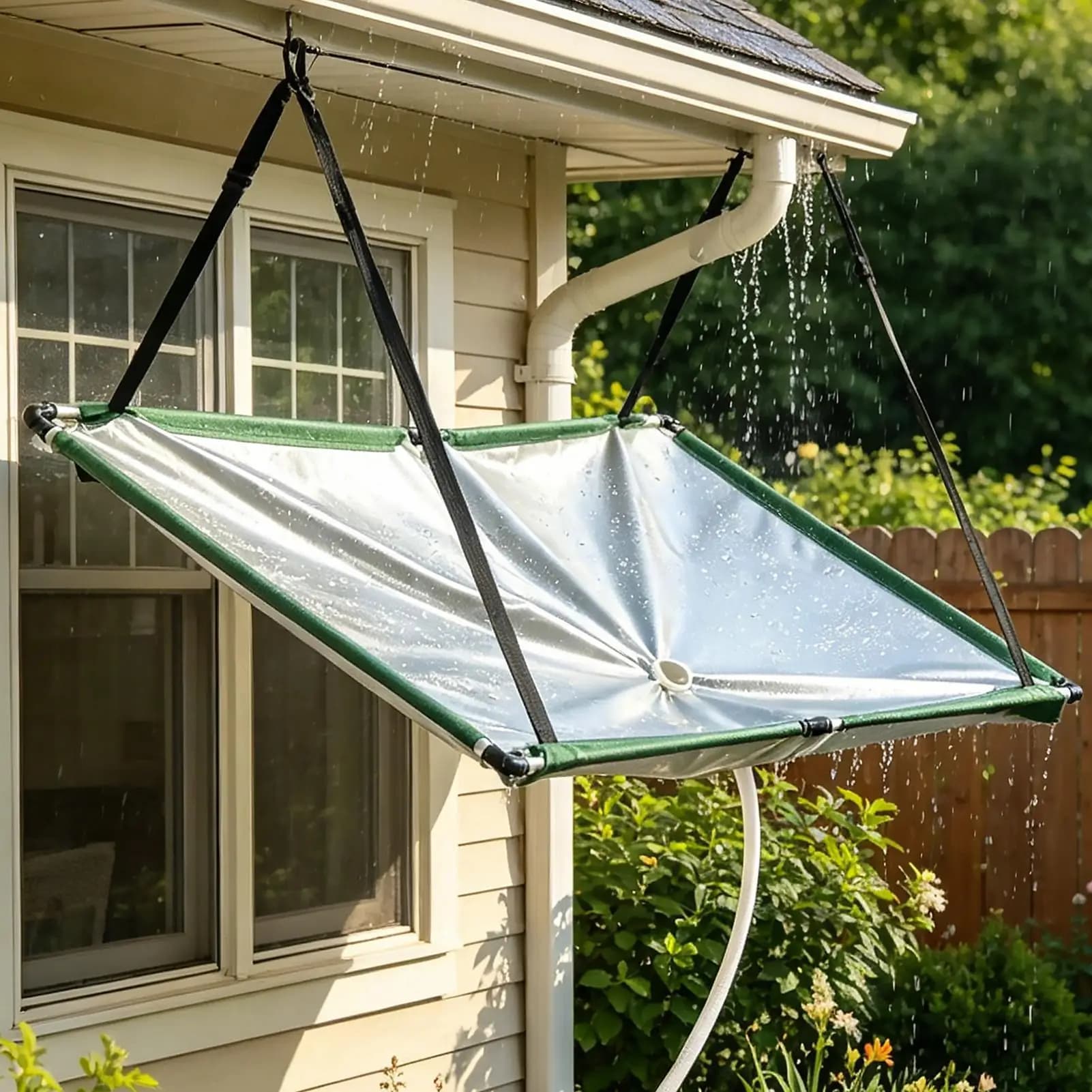 Collecteur d'eau de pluie extérieur en tissu Oxford avec tuyau