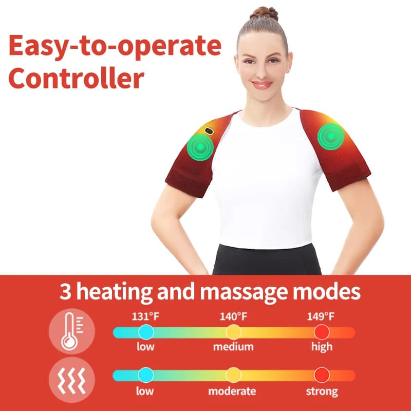 Support d'épaule chauffant massant à 3 vitesses avec chaleur et vibrations pour soulager les douleurs musculaires et l'arthrite, aide à la récupération sportive, idéal pour les amateurs de fitness et 