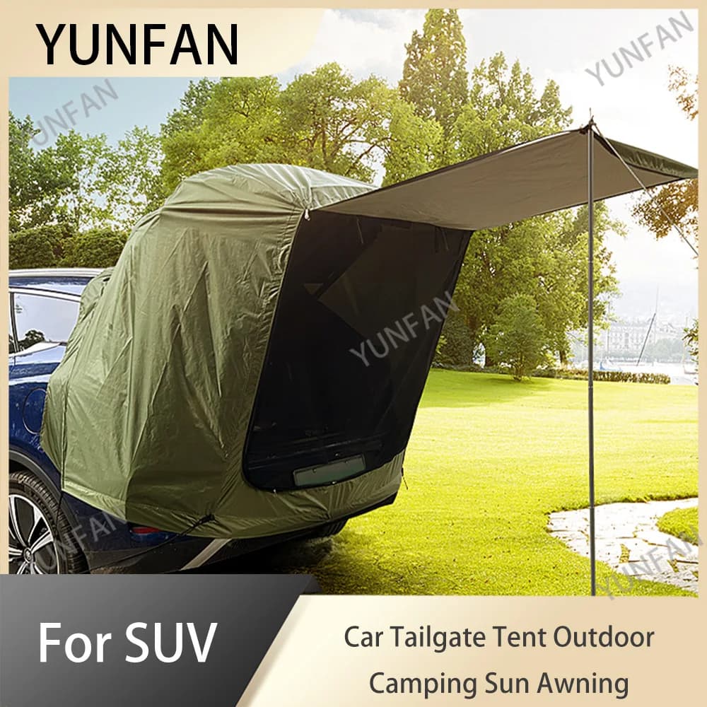Tente d'extension arrière de voiture avec auvent de protection solaire et pluie