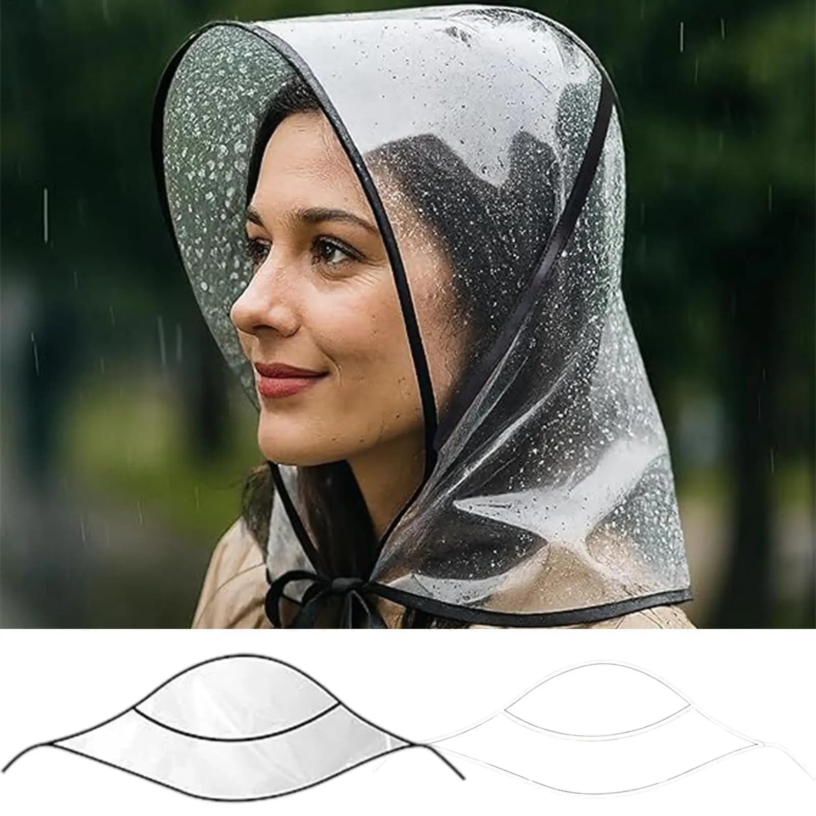 Chapeau de pluie transparent réutilisable imperméable à large bord pour femme, idéal pour les activités de plein air, la randonnée, le jardinage, le shopping, la plage et la protection contre le vent