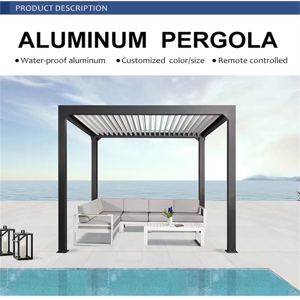 Pergola bioclimatique en aluminium 3x4m/10x12 pieds