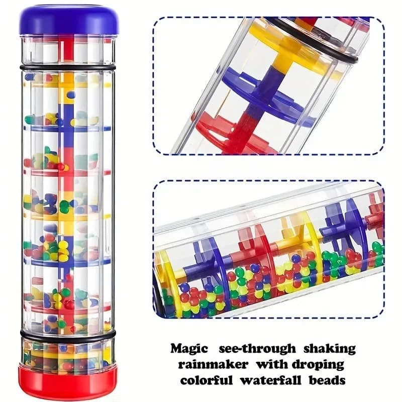 1 pièce Rain Stick Rainmaker, tube sonore à agiter à la main avec clochettes, instrument de percussion Orff pour la stimulation sonore sensorielle