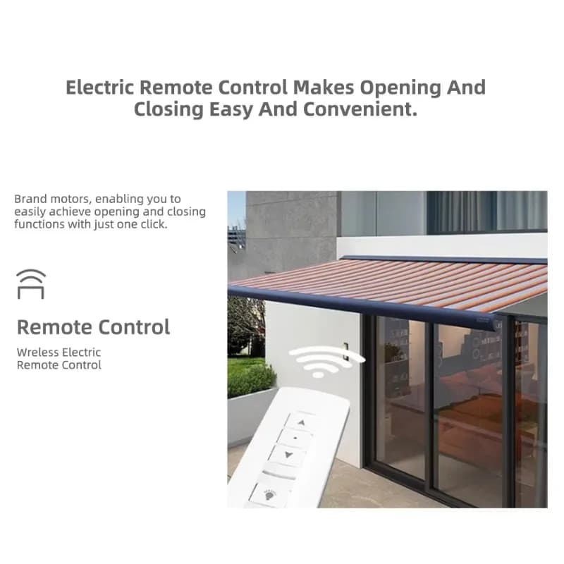 Auvent rétractable électrique étanche à cassette complète