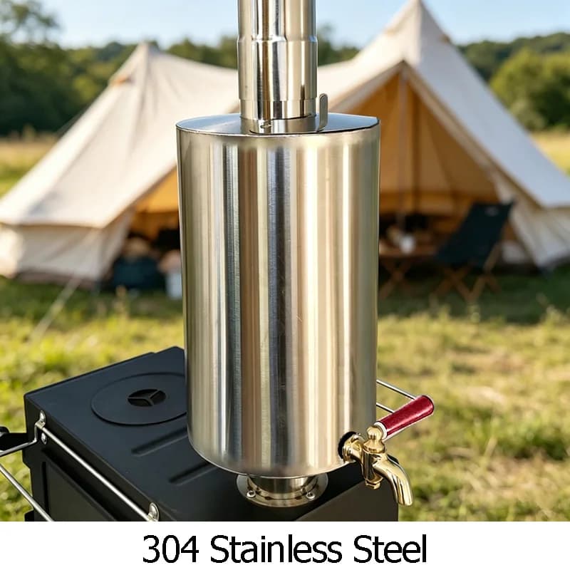 Chaudière à foyer, chauffe-eau de camping en acier inoxydable 304 pour poêle à bois, poêle de tente pour tuyau de 60 mm