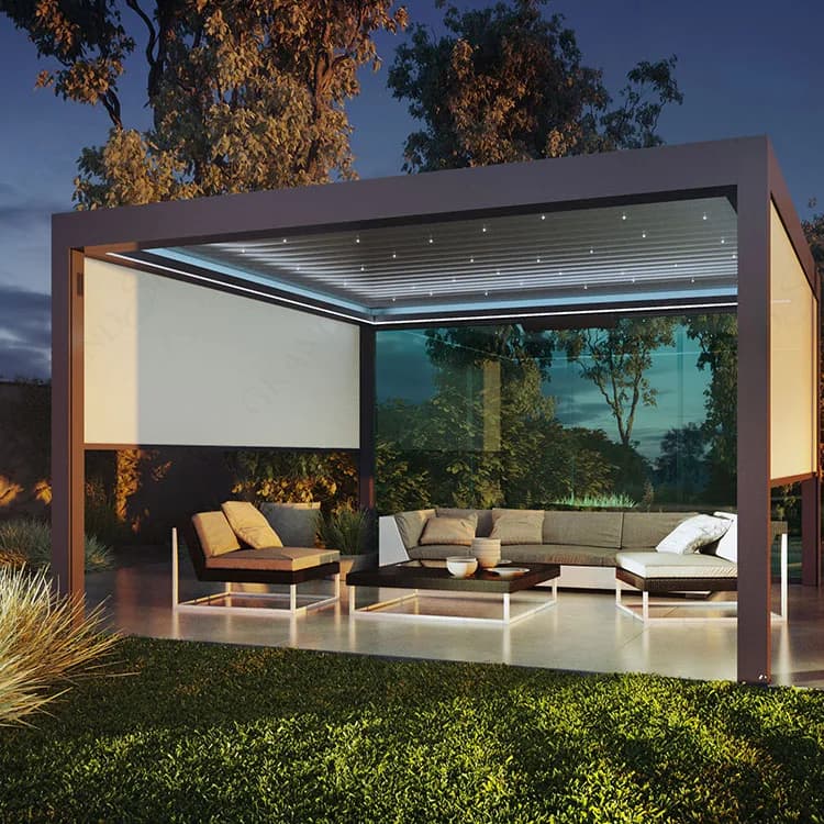 Pergola et gazébo modernes d'extérieur en aluminium à vendre bioclimatique étanche électrique