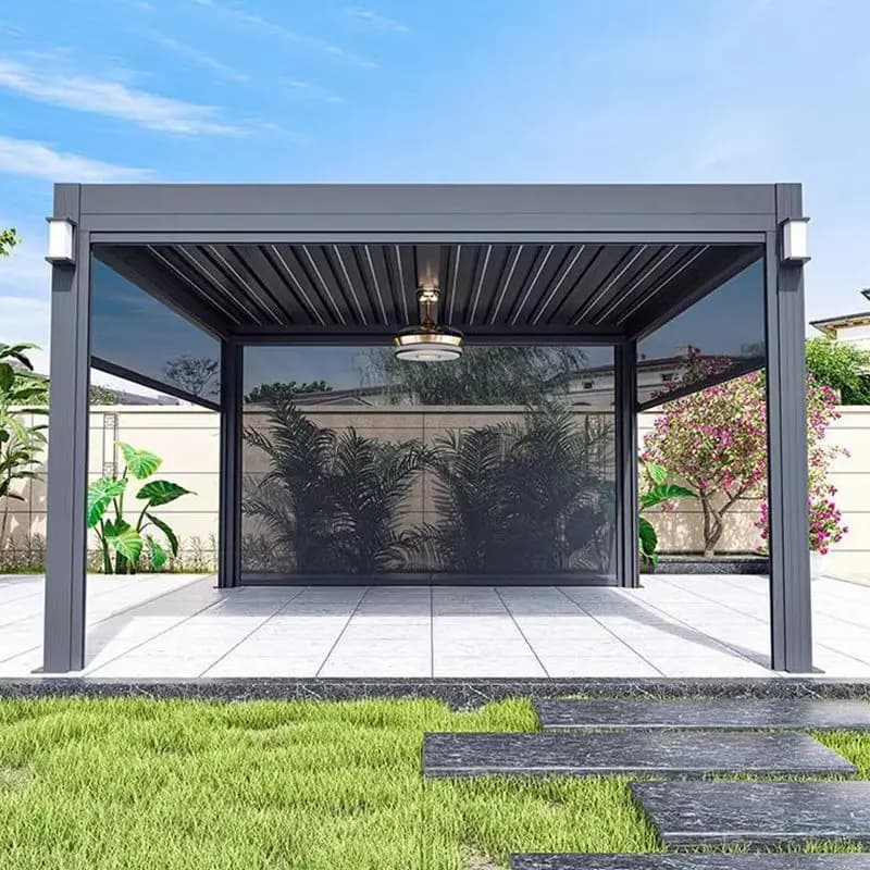 Pergola motorisée à persiennes extérieures en aluminium