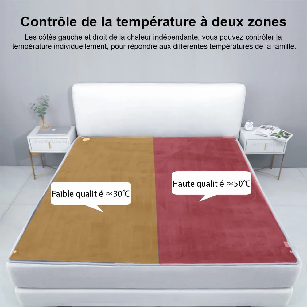 Couverture Chauffante Électrique 220V, Couverture Chauffante Électrique Plus Épaisse avec Thermostat Automatique, Chauffe-Corps, Matelas Thermique pour Chambre, Couverture Chauffante