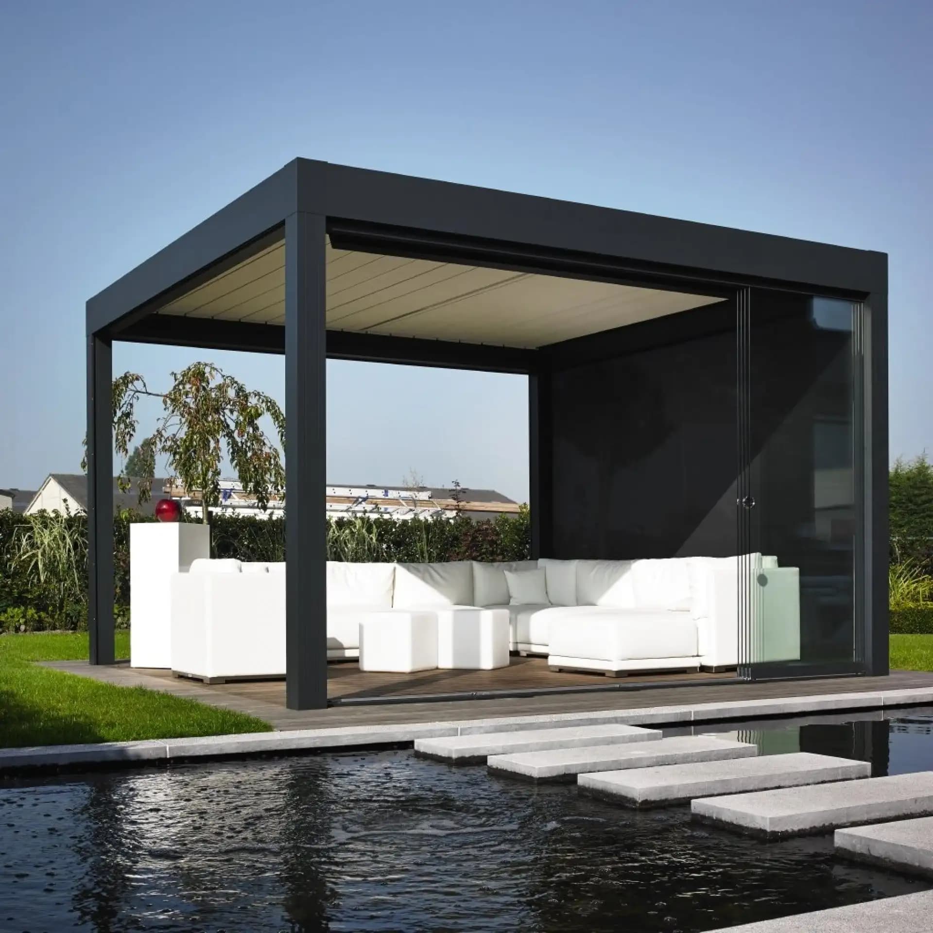 Pergola et gazébo modernes d'extérieur en aluminium à vendre bioclimatique étanche électrique