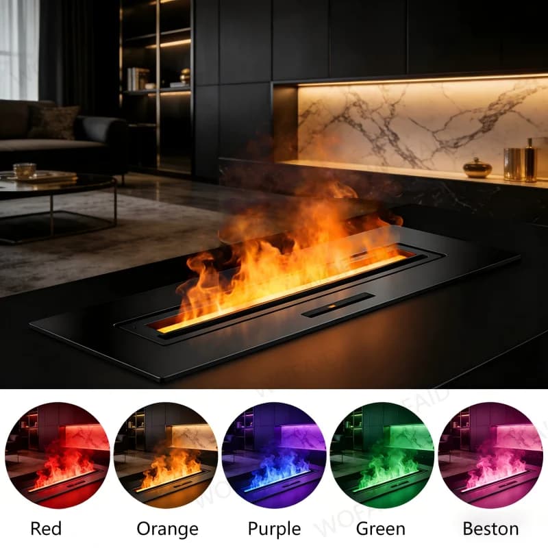 Cheminée électrique moderne à vapeur d'eau, sans fumée, sans cendres, effet de flamme réaliste, cheminée à flamme sûre, décoration intérieure