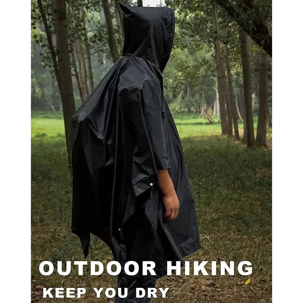 Poncho de pluie imperméable à capuche, manteau de pluie léger, couverture en polymères de pique-nique, abri solaire pour camping en plein air, randonnée, cyclisme, escalade
