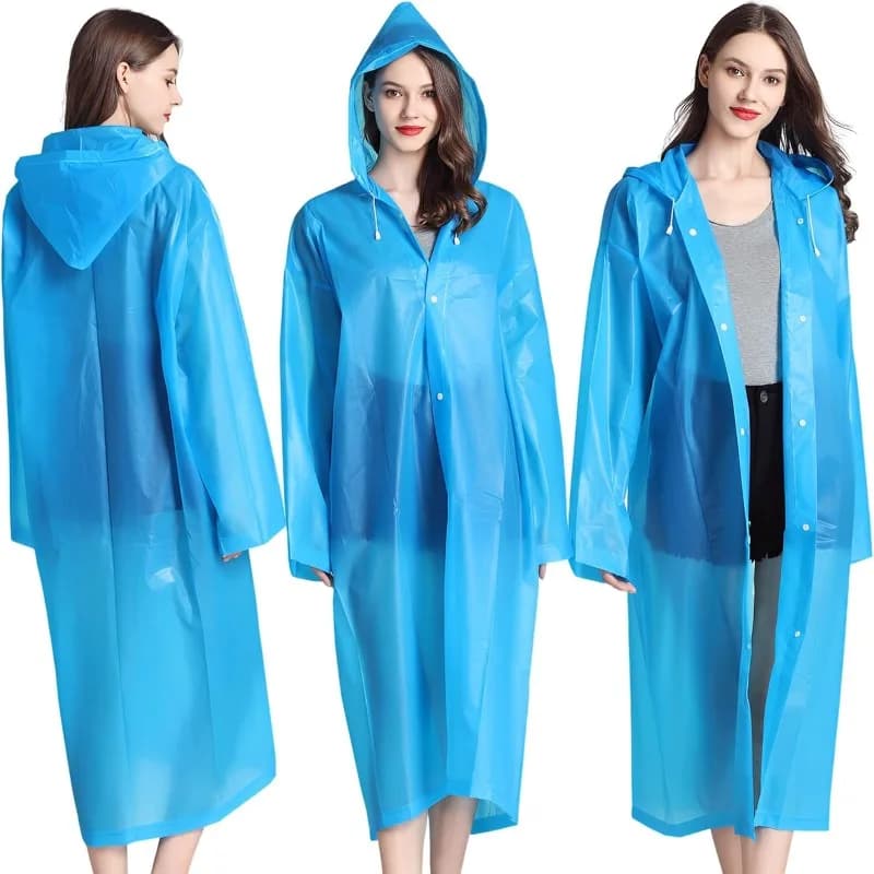 Poncho de pluie réutilisable pour adultes, 1 pièce, avec capuche et cordon de serrage, imperméable d'urgence pour femmes et hommes