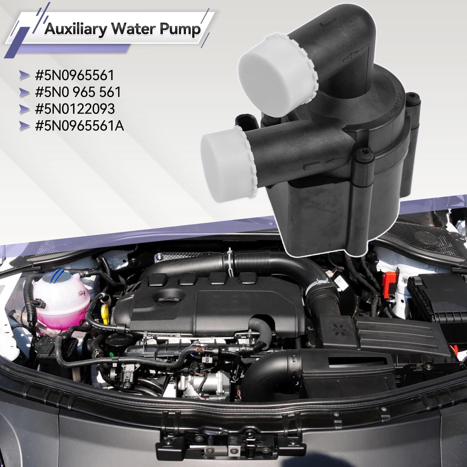 5N 0965561   Pompe à eau de refroidissement auxiliaire pour voiture, 5N0 965 561, pour Audi A1 A3 Q3 TT VW Golf Passat Skoda Seat 1.6 TDI 2.0 TDI 5N 0122093