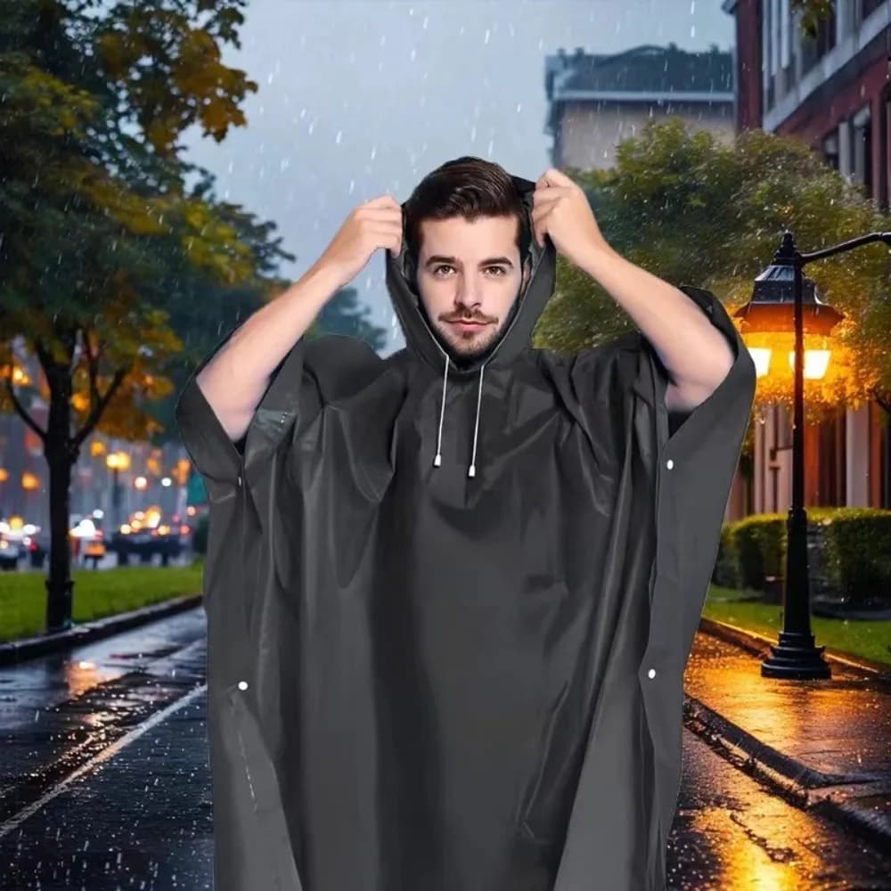 Poncho de pluie imperméable à capuche, manteau de pluie léger, couverture en polymères de pique-nique, abri solaire pour camping en plein air, randonnée, cyclisme, escalade