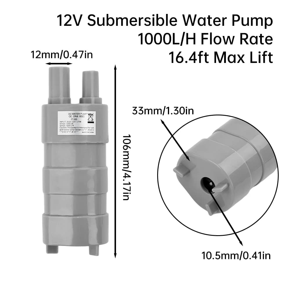 Pompe à eau multifonctionnelle Submersible 600L/H 12V, pompe à haut débit adaptée aux arroseurs de jardin, camping-car