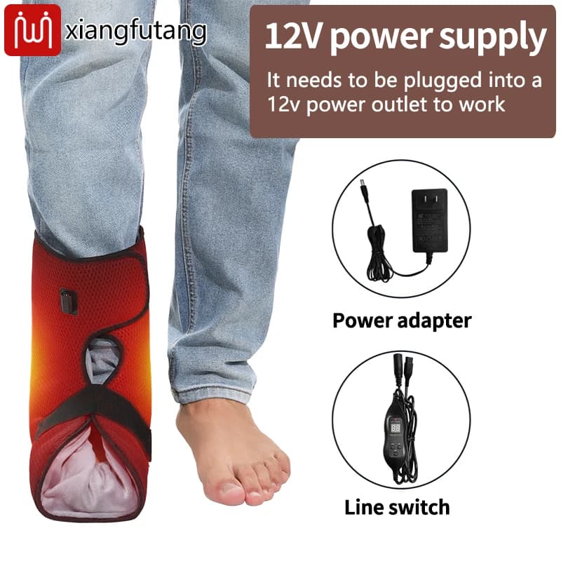 Coussin chauffant pour les pieds, Massage par vibrations, 3 niveaux de température, chauffe-cheville électrique chauffant pour la relaxation et le soutien des pieds