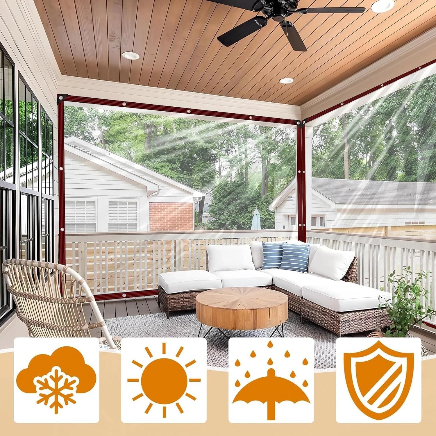 Bâche transparente épaisse et imperméable pour pergola et gazebo