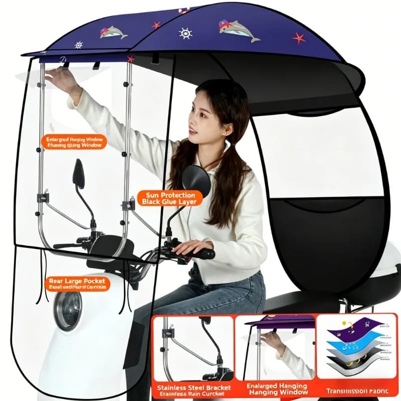 Nouvelle housse de protection contre la pluie pour scooter électrique, pare-soleil, auvent imperméable, protection contre la pluie et le soleil, parapluie épaissi pour moto