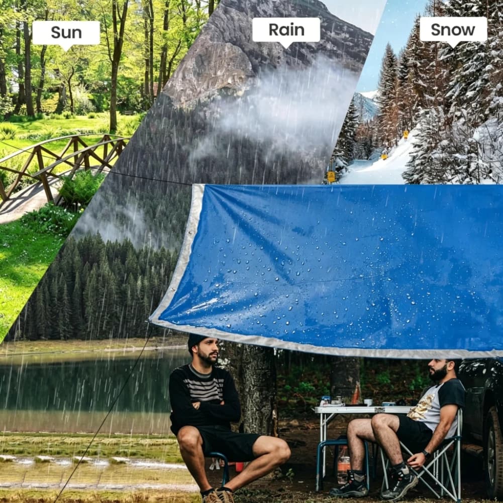 Grande bâche imperméable multi-usage avec œillets métalliques et bords renforcés pour jardin
