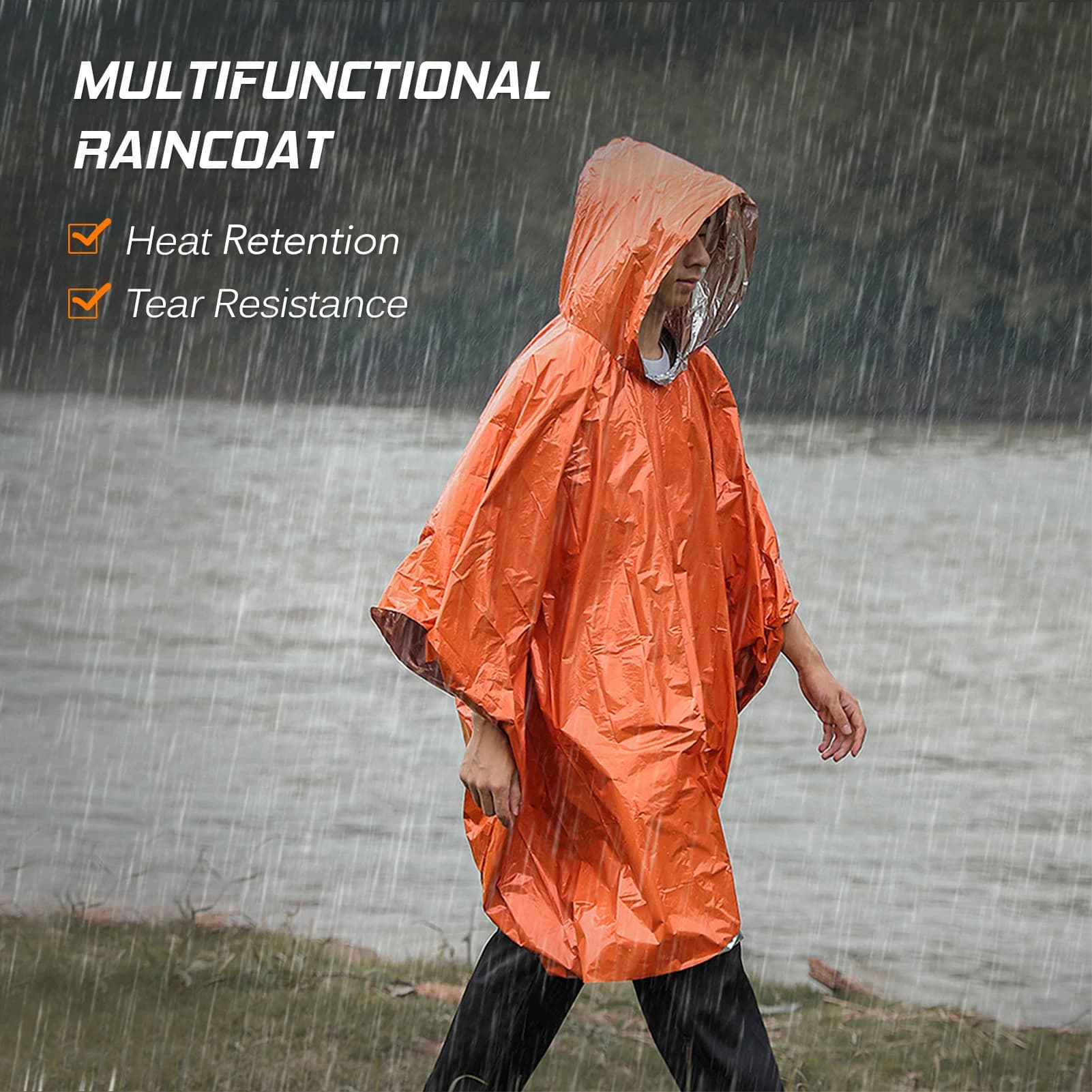 Poncho de pluie d'urgence, couverture thermique, résistant aux intempéries, équipement de Camping de survie en plein air, Gadgets de survie