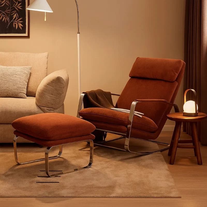 Fauteuil à bascule confortable pour chambre et salon, design nordique moderne Bauhaus, fauteuil d'appoint pour la maison et l'appartement