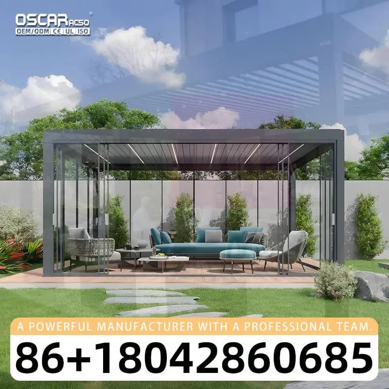 Pergola bioclimatique en aluminium imperméable pour extérieur