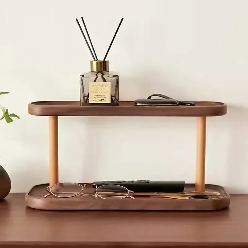 YUZI – étagère de rangement en bois à 2 niveaux, organisateur de bureau, présentoir de bureau, coiffeuse, support de rangement de cosmétiques