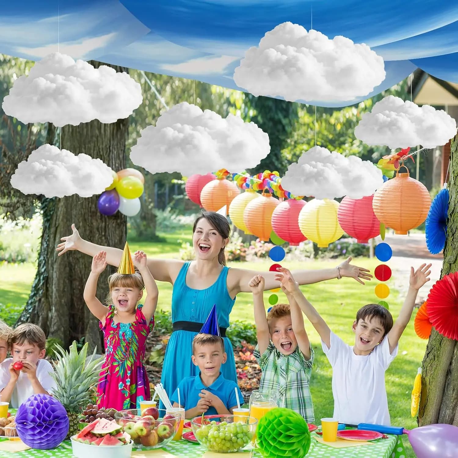 2-6 Ensembles de Décorations de Plafond Nuage Blanc Ciel, Couvre-lampes Fluorescents, Accessoires Nuage 3D, Ornements Suspendus pour Fête, Salle de Classe, Décoration DIY