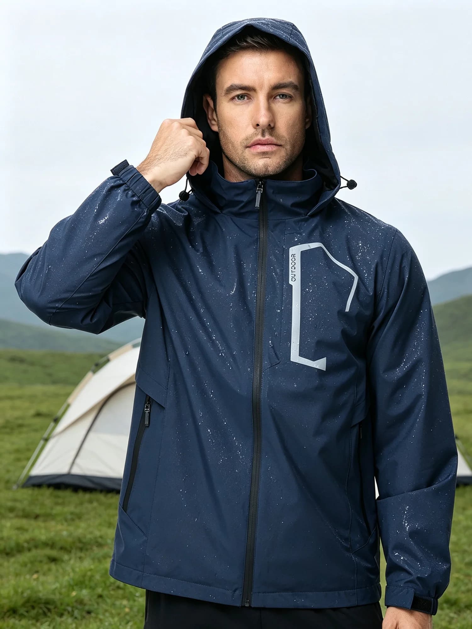 Veste d'été pour homme, imperméable, coupe-vent, fine, avec plusieurs poches pour le camping, la randonnée, le vélo, la pêche