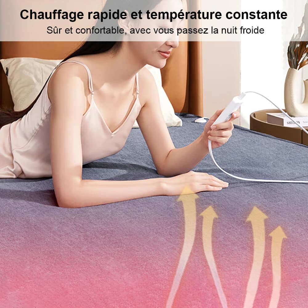 Couverture Chauffante Électrique 220V, Couverture Chauffante Électrique Plus Épaisse avec Thermostat Automatique, Chauffe-Corps, Matelas Thermique pour Chambre, Couverture Chauffante