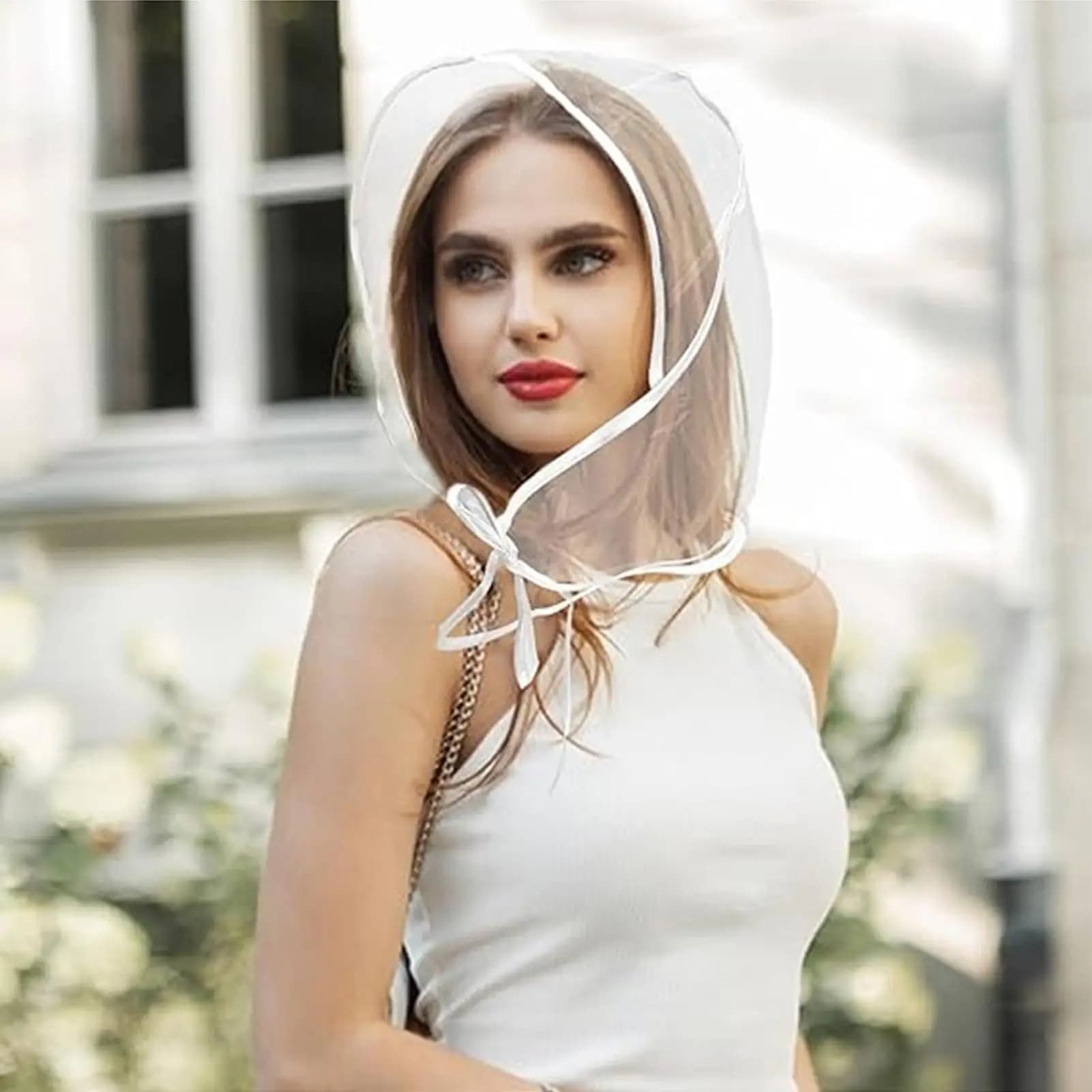 Chapeau de pluie transparent réutilisable imperméable à large bord pour femme, idéal pour les activités de plein air, la randonnée, le jardinage, le shopping, la plage et la protection contre le vent