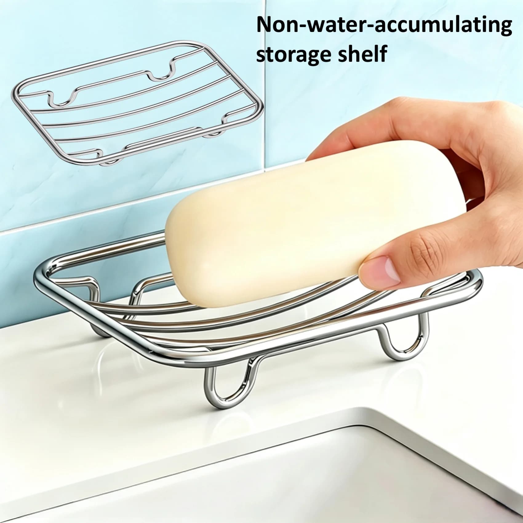 Étagère de rangement étanche pour salle de bain et cuisine, en acier inoxydable (anti-rouille), auto-drainante.