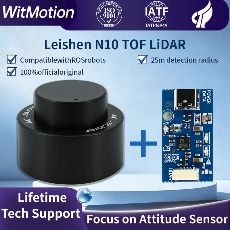 Lslidar N10 360 °   Kit Lidar, capteur radar laser TOF, 25m, 30000 Lux, anti-éblouissement, prise en charge du laser radar ROS1 ROS2 Arduino, intérieur/extérieur