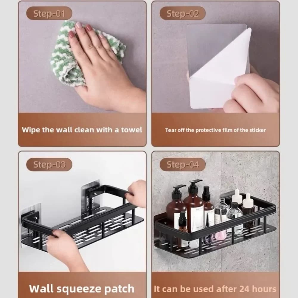 Support de douche mural de grande capacité, sans perçage, pour salle de bain, cuisine, gain de place, installation facile, magasin de produits de toilette, cosmétiques